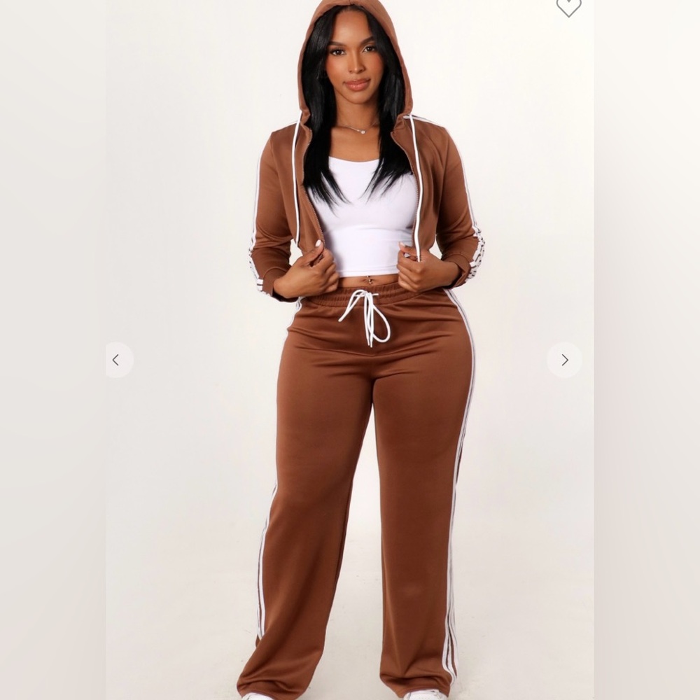 Brown Women's Pants with White Trim